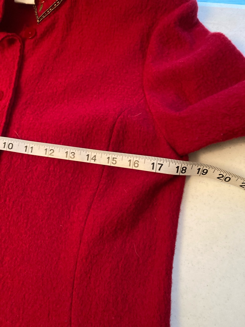 Talbots Red Embroidered Wool Button Front Jacket - Picture 9 of 11